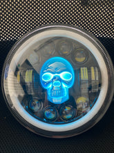 Load image into Gallery viewer, Headlights COLOURED SKULL LED DRL Halo for Wrangler JK / JKU / TJ (pair)
