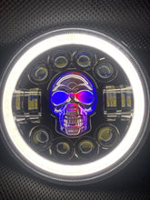 Load image into Gallery viewer, Headlights COLOURED SKULL LED DRL Halo for Wrangler JK / JKU / TJ (pair)
