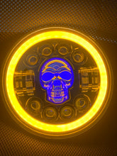 Load image into Gallery viewer, Headlights COLOURED SKULL LED DRL Halo for Wrangler JK / JKU / TJ (pair)
