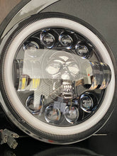 Load image into Gallery viewer, Headlights COLOURED SKULL LED DRL Halo for Wrangler JK / JKU / TJ (pair)
