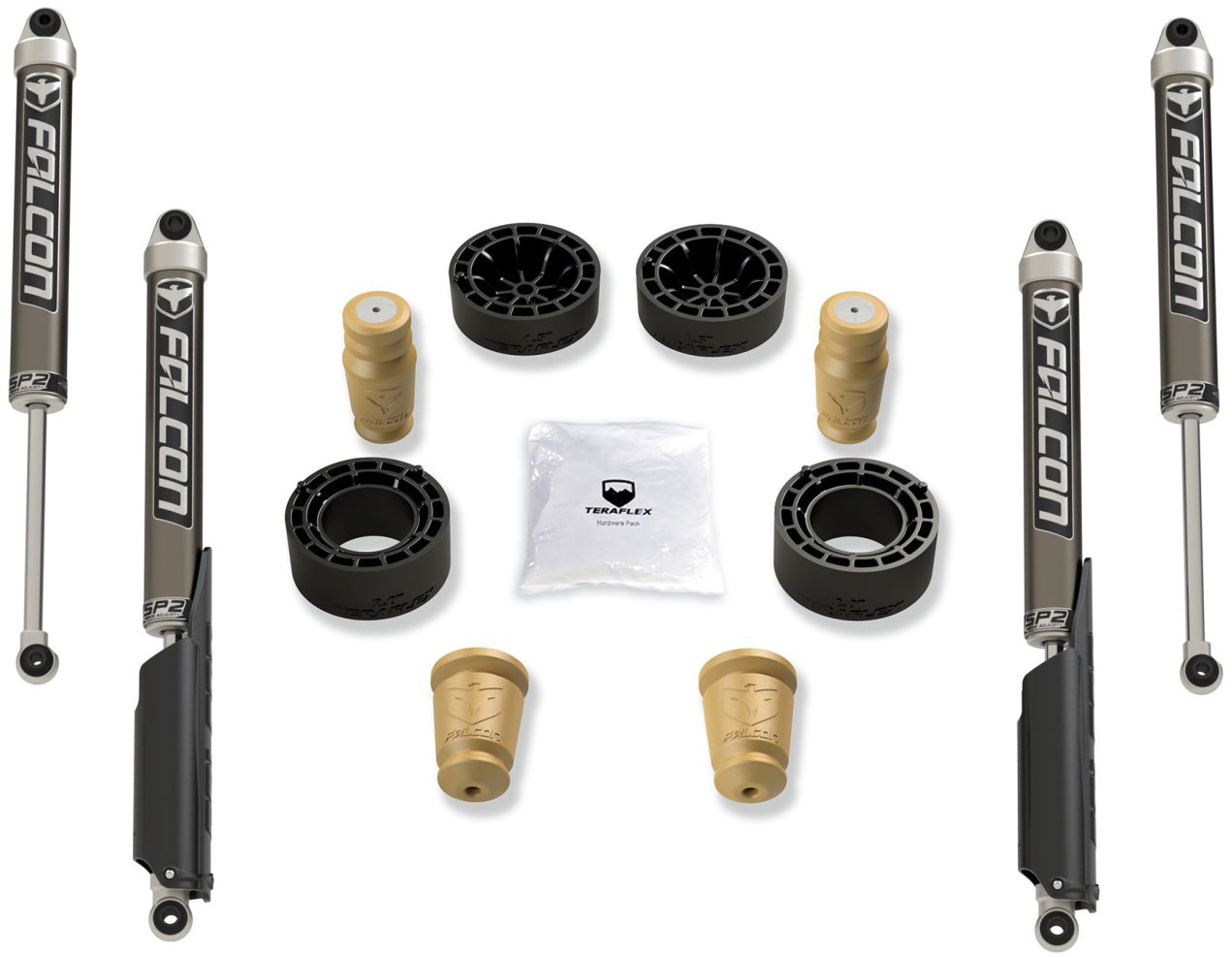 KIT ONLY: Teraflex 1.5" Sport ST1 Spacer Lift System, FALCON SP2 Shocks - for Wrangler 4dr JLU or 2dr JL