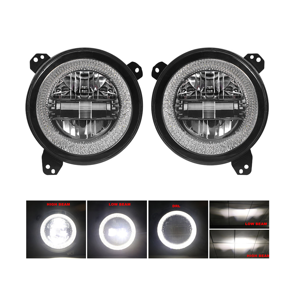 Headlights "9" RGB 'DIAMOND' for Wrangler JL / JLU with DRL (App Controlled) A+ LED