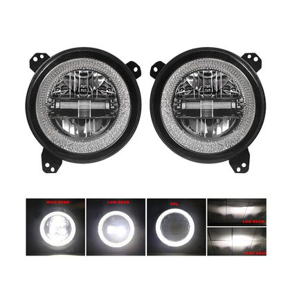 Headlights "9" RGB 'DIAMOND' for Wrangler JL / JLU with DRL (App Controlled) A+ LED