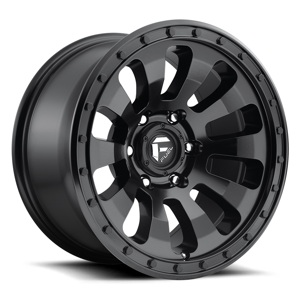 FUEL OFFROAD 'TACTIC' 17" D630- Satin Black 17/9 Rims (set of 5 Jeep 5x127 - 12) JK