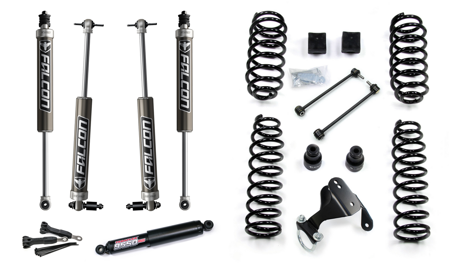 FULLY FITTED: PREMIUM 2.5" Teraflex Coil System, Falcon 2.1 or 2.2 Shocks, 9550 Stabiliser & Retainers for Wrangler JK JKU